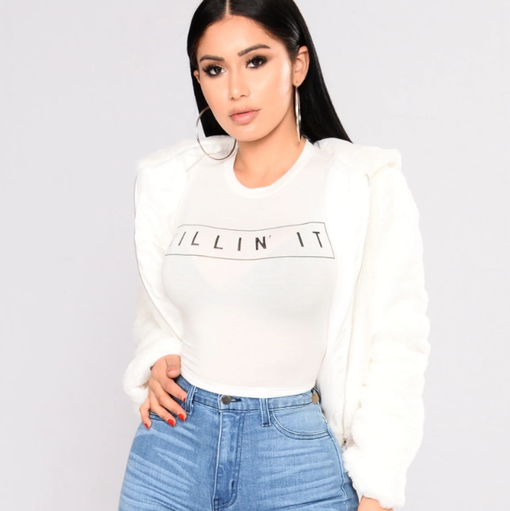 🤍 Ivory Faux Fur Cropped Jacket w/ Hood
